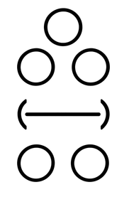 A four-row notation experiment using circles and a capsule